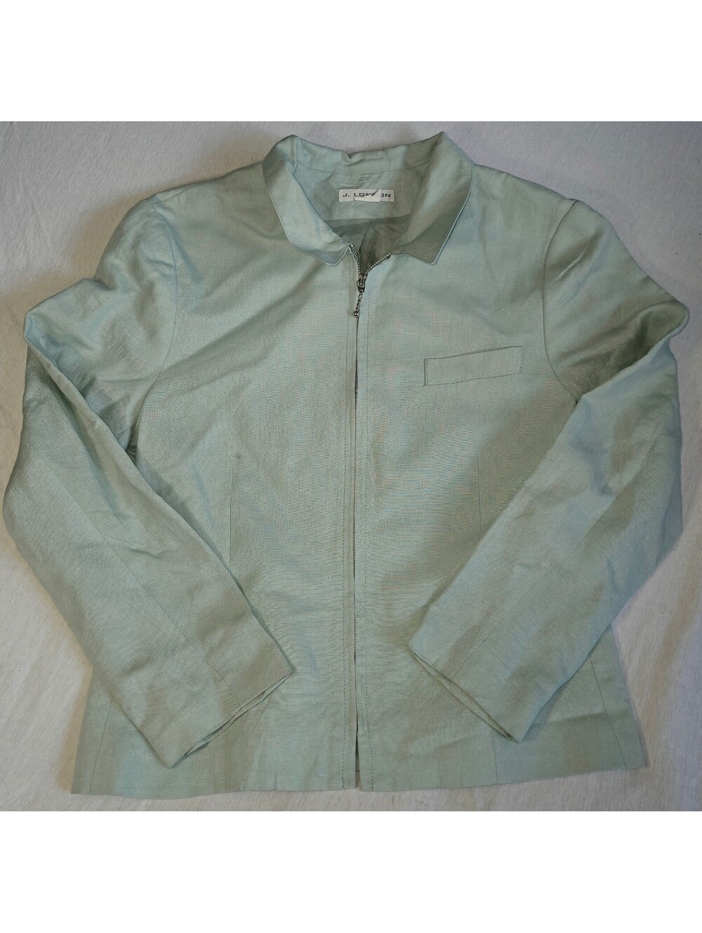 J. London mint green zippered work jacket size medium